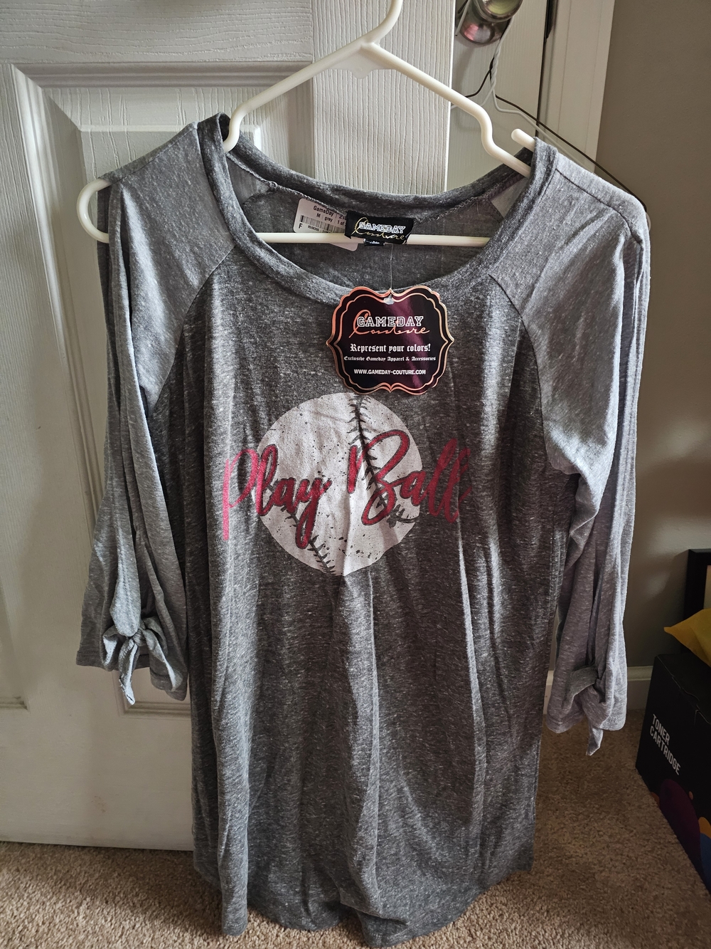 Gameday Grey 'Play Ball' Baseball Tee